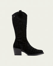 BOTTES DE COW-BOY EN CUIR AVEC ÉCLAIR NURIA NOIR