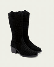 BOTTES DE COW-BOY EN CUIR AVEC ÉCLAIR NURIA NOIR