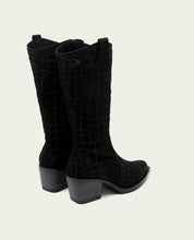 BOTTES DE COW-BOY EN CUIR AVEC ÉCLAIR NURIA NOIR