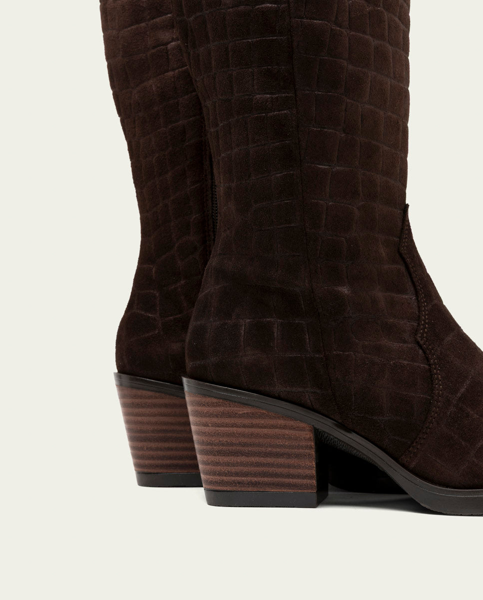 BOTTES COWBOY EN CUIR NURIA MOKA