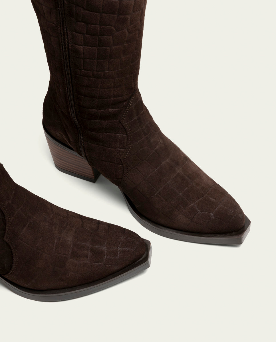 BOTTES COWBOY EN CUIR NURIA MOKA