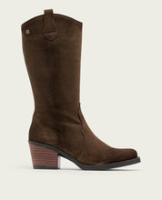 BOTTES COWBOY EN CUIR AVEC ÉCLAIR NORA MOKA