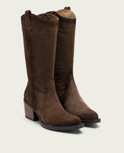 BOTTES COWBOY EN CUIR AVEC ÉCLAIR NORA MOKA