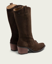 BOTTES COWBOY EN CUIR AVEC ÉCLAIR NORA MOKA