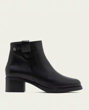 BOTTINES À TALON EN CUIR AVEC ÉCLAIR OLGA NOIR