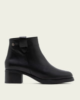 BOTTINES À TALON EN CUIR AVEC ÉCLAIR OLGA NOIR