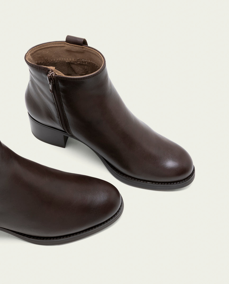 BOTTINES EN CUIR À TALONS MOKA RANIA