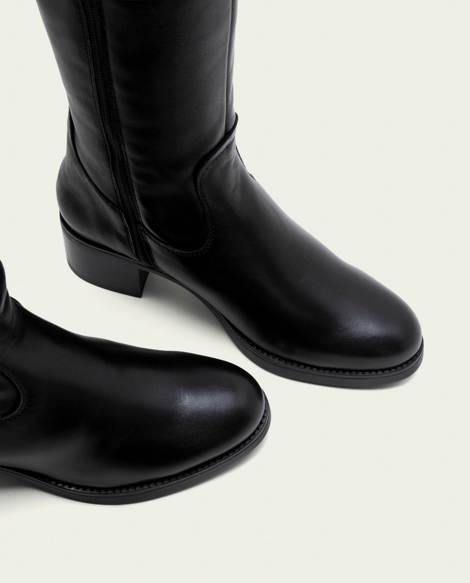 BOTTINES EN CUIR À TALONS OLIVIA MOKA