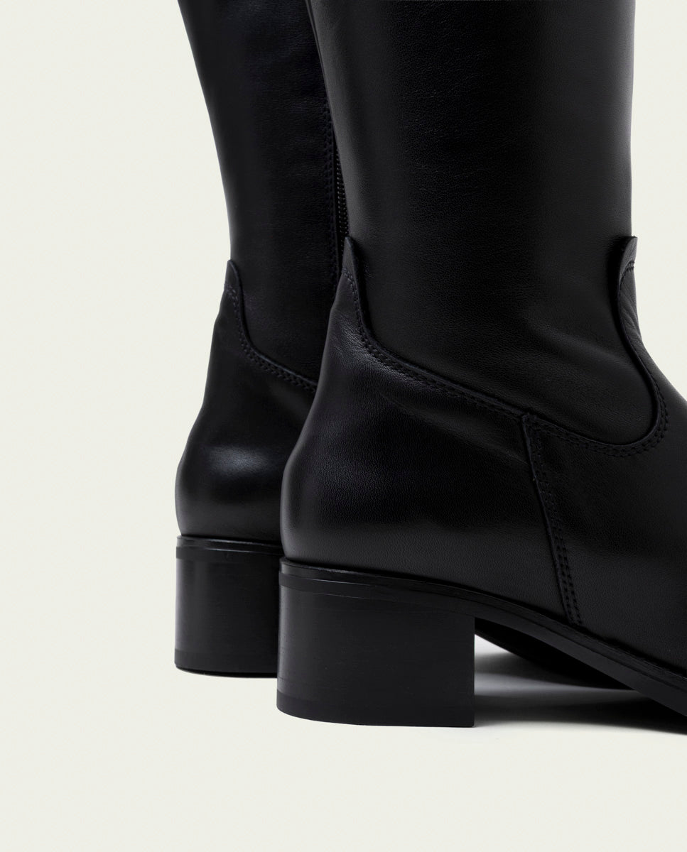 BOTTINES EN CUIR À TALONS OLIVIA MOKA