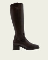 BOTTINES EN CUIR À TALONS OLIVIA MOKA