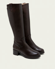 BOTTINES EN CUIR À TALONS OLIVIA MOKA