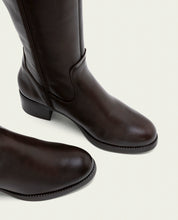BOTTINES EN CUIR À TALONS OLIVIA MOKA