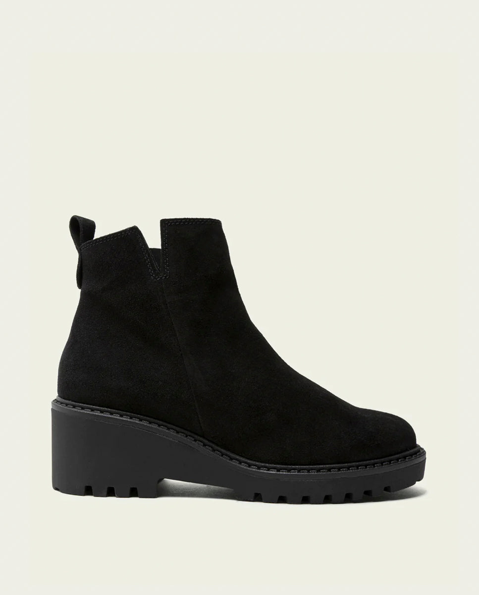 BOTTINES EN CUIR À SEMELLE COMPENSÉE PAULA NOIR