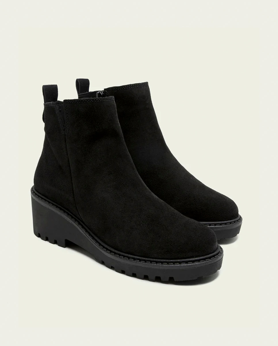 BOTTINES EN CUIR À SEMELLE COMPENSÉE PAULA NOIR