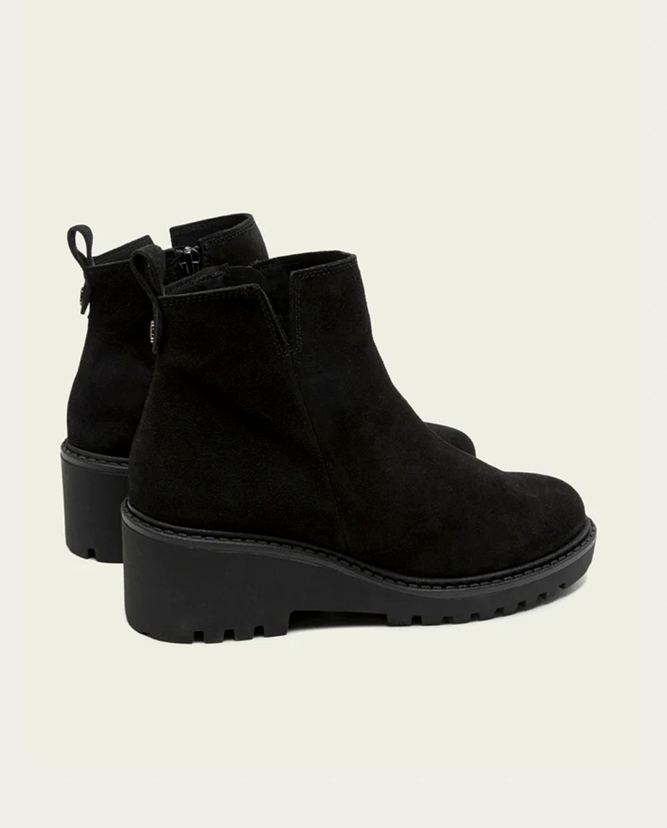 BOTTINES EN CUIR À SEMELLE COMPENSÉE PAULA NOIR