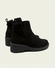 BOTTINES EN CUIR À SEMELLE COMPENSÉE PAULA NOIR