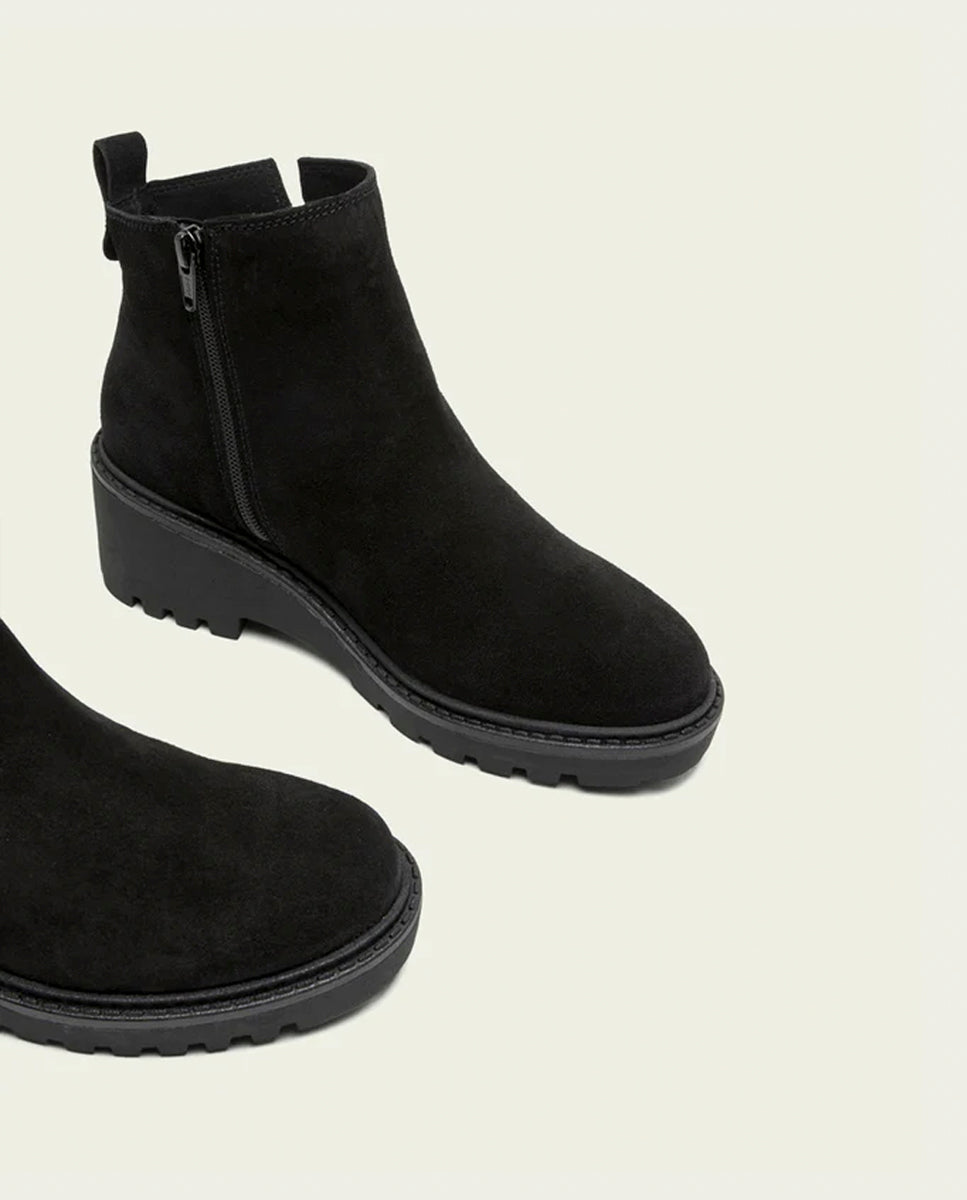 BOTTINES EN CUIR À SEMELLE COMPENSÉE PAULA NOIR