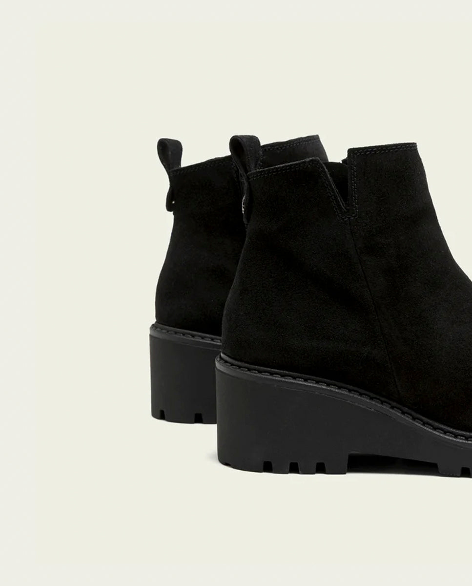 BOTTINES EN CUIR À SEMELLE COMPENSÉE PAULA NOIR