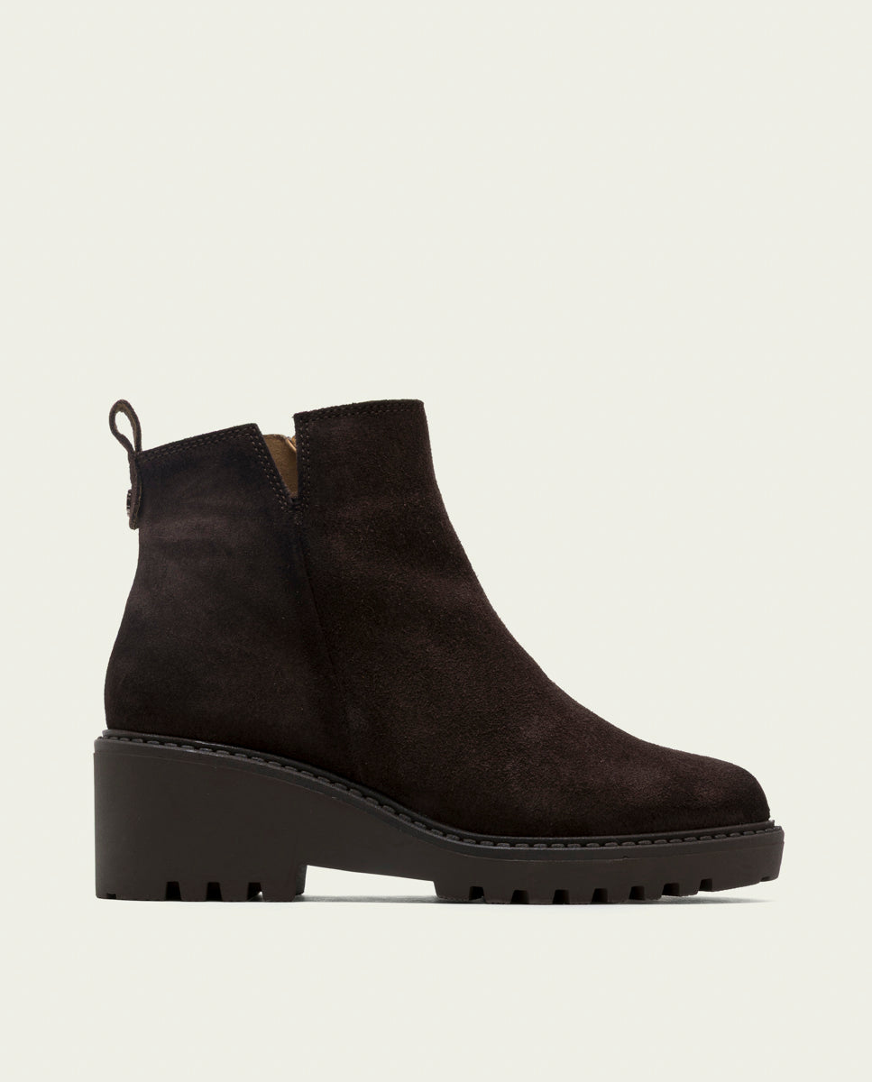 BOTTINES EN CUIR À TALON COMPENSÉ PAULA MOKA