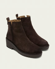BOTTINES EN CUIR À TALON COMPENSÉ PAULA MOKA