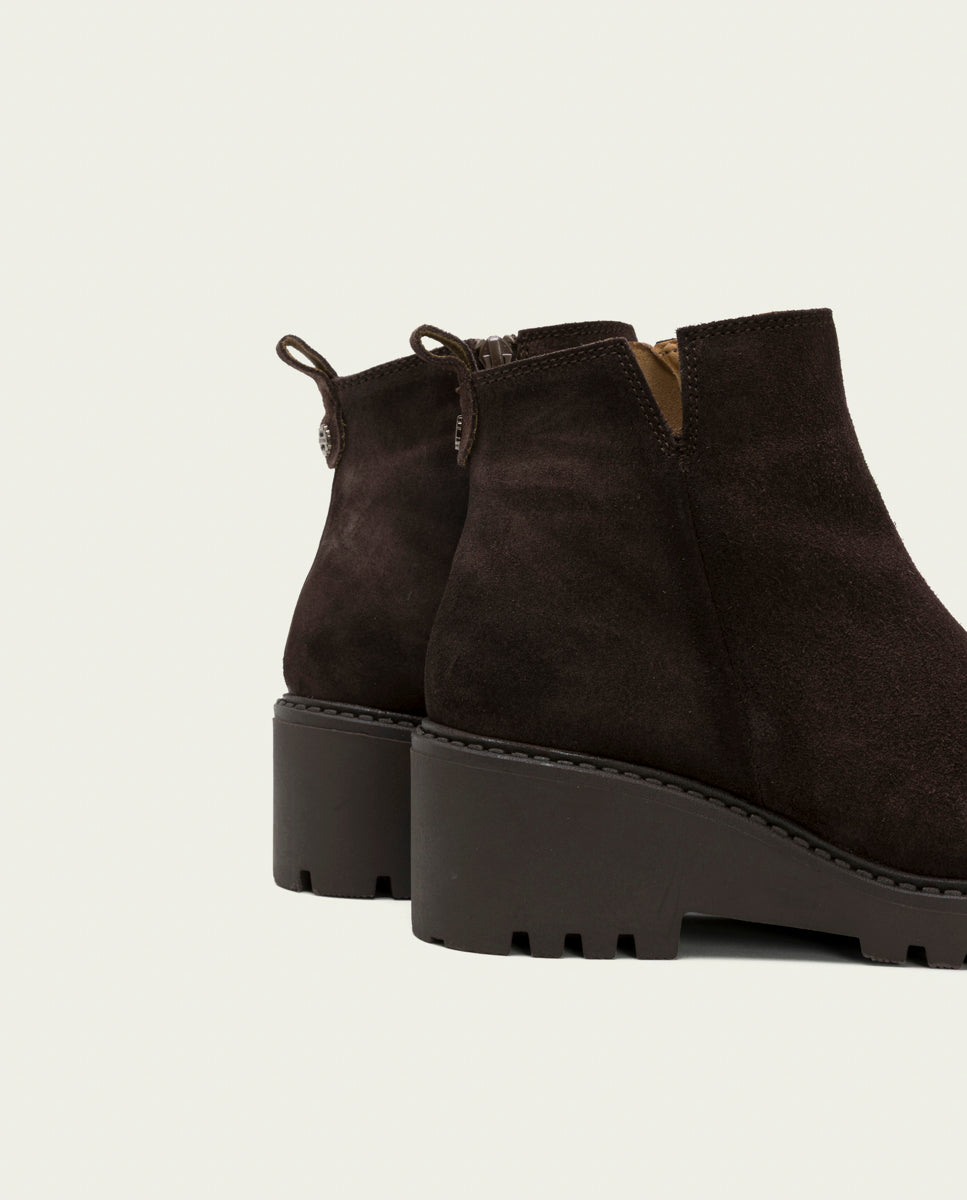 BOTTINES EN CUIR À TALON COMPENSÉ PAULA MOKA