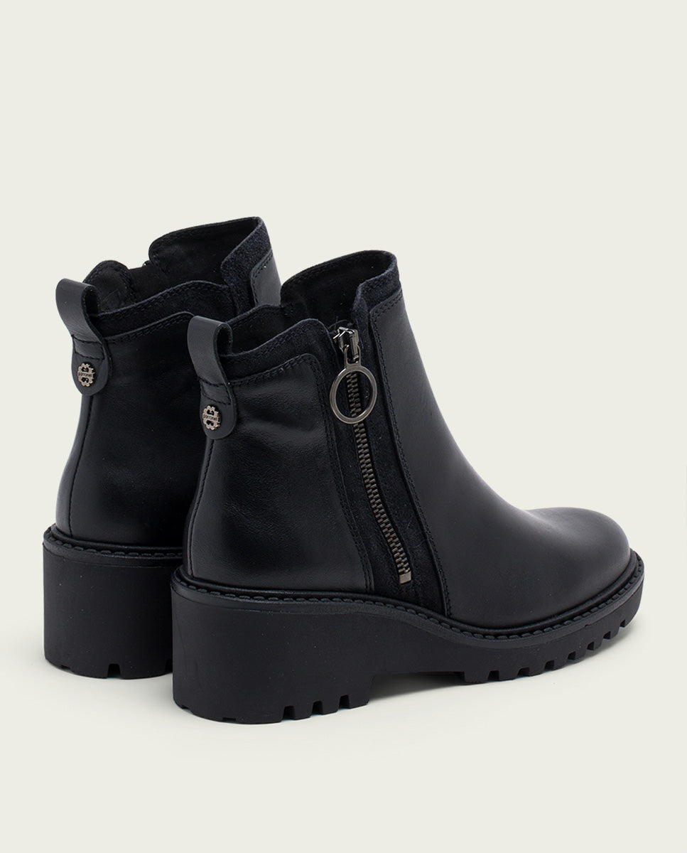 BOTTINES EN CUIR ET FERMETURE ÉCLAIR PAZ NOIR