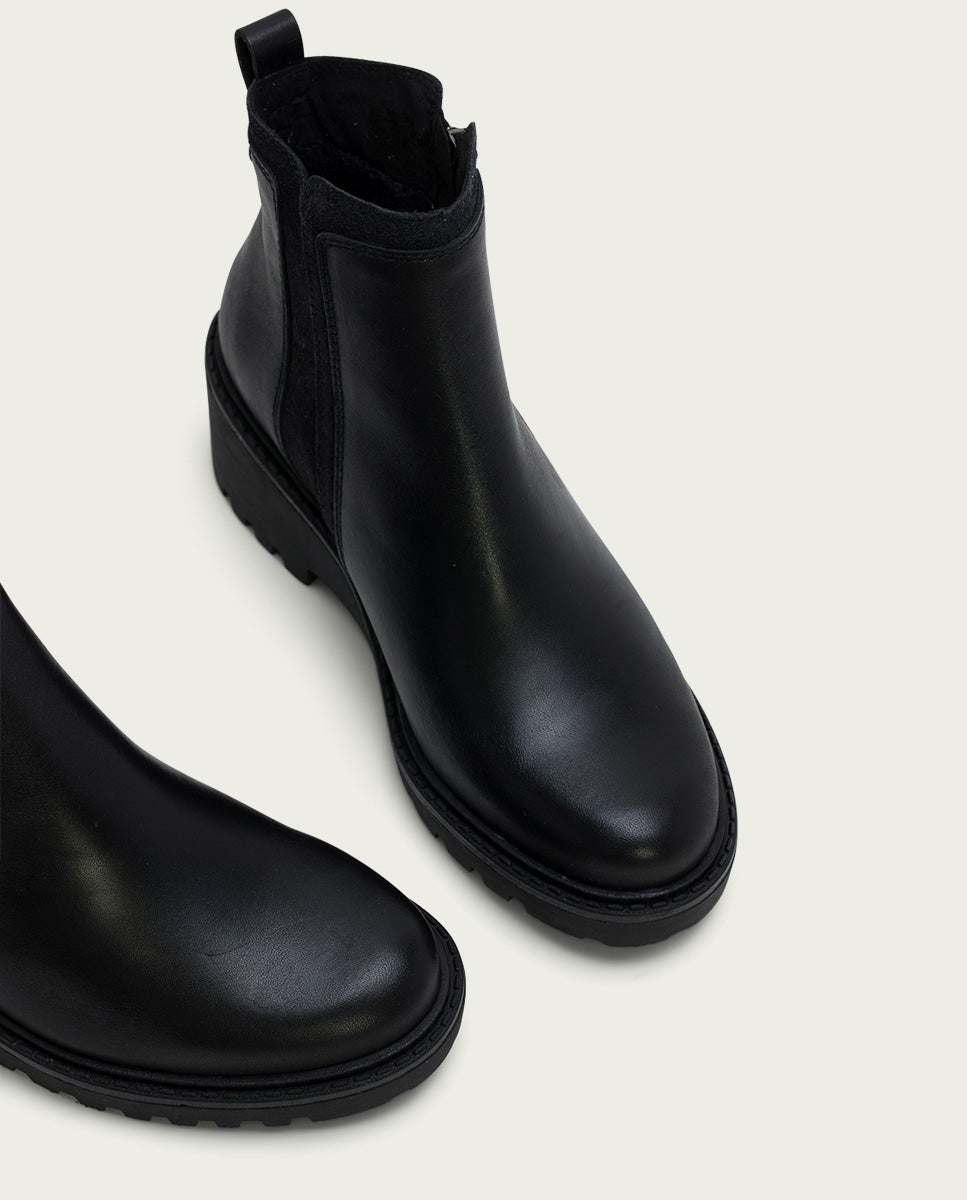 BOTTINES EN CUIR ET FERMETURE ÉCLAIR PAZ NOIR