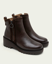 BOTTINES EN CUIR  ET FERMETURE ÉCLAIR PAZ MOKA
