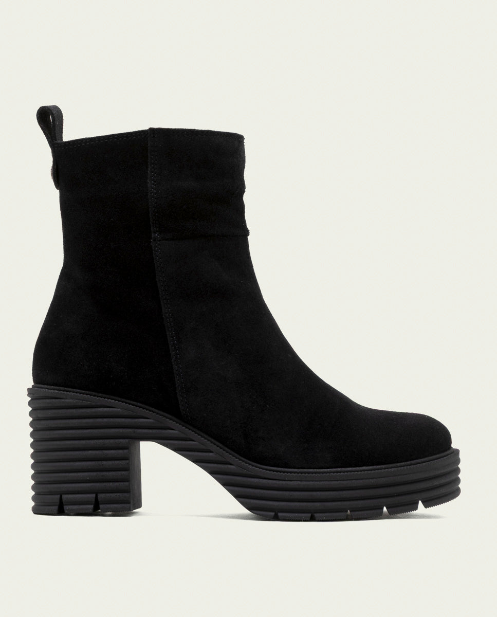 BOTTINES À TALONS EN CUIR AVEC FERMETURE ÉCLAIR SALMA NOIR
