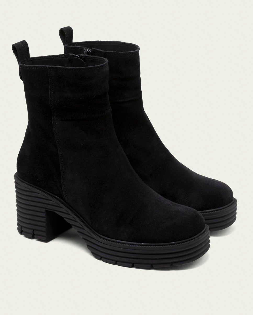 BOTTINES À TALONS EN CUIR AVEC FERMETURE ÉCLAIR SALMA NOIR