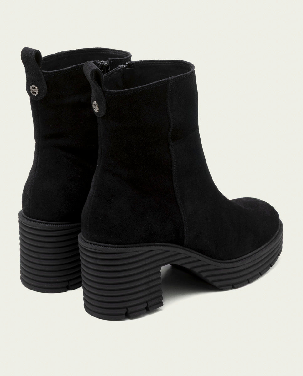 BOTTINES À TALONS EN CUIR AVEC FERMETURE ÉCLAIR SALMA NOIR
