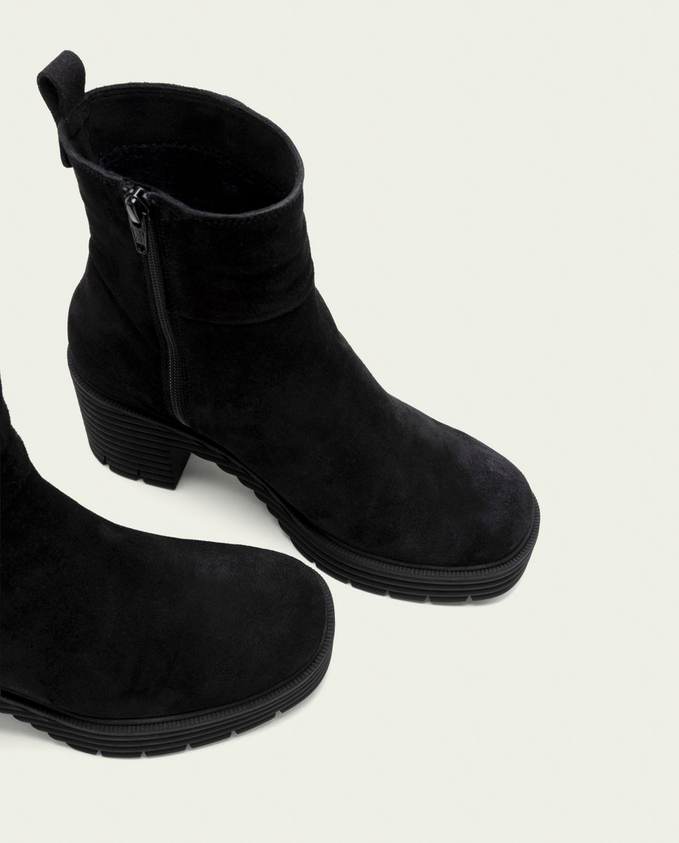 BOTTINES À TALONS EN CUIR AVEC FERMETURE ÉCLAIR SALMA NOIR