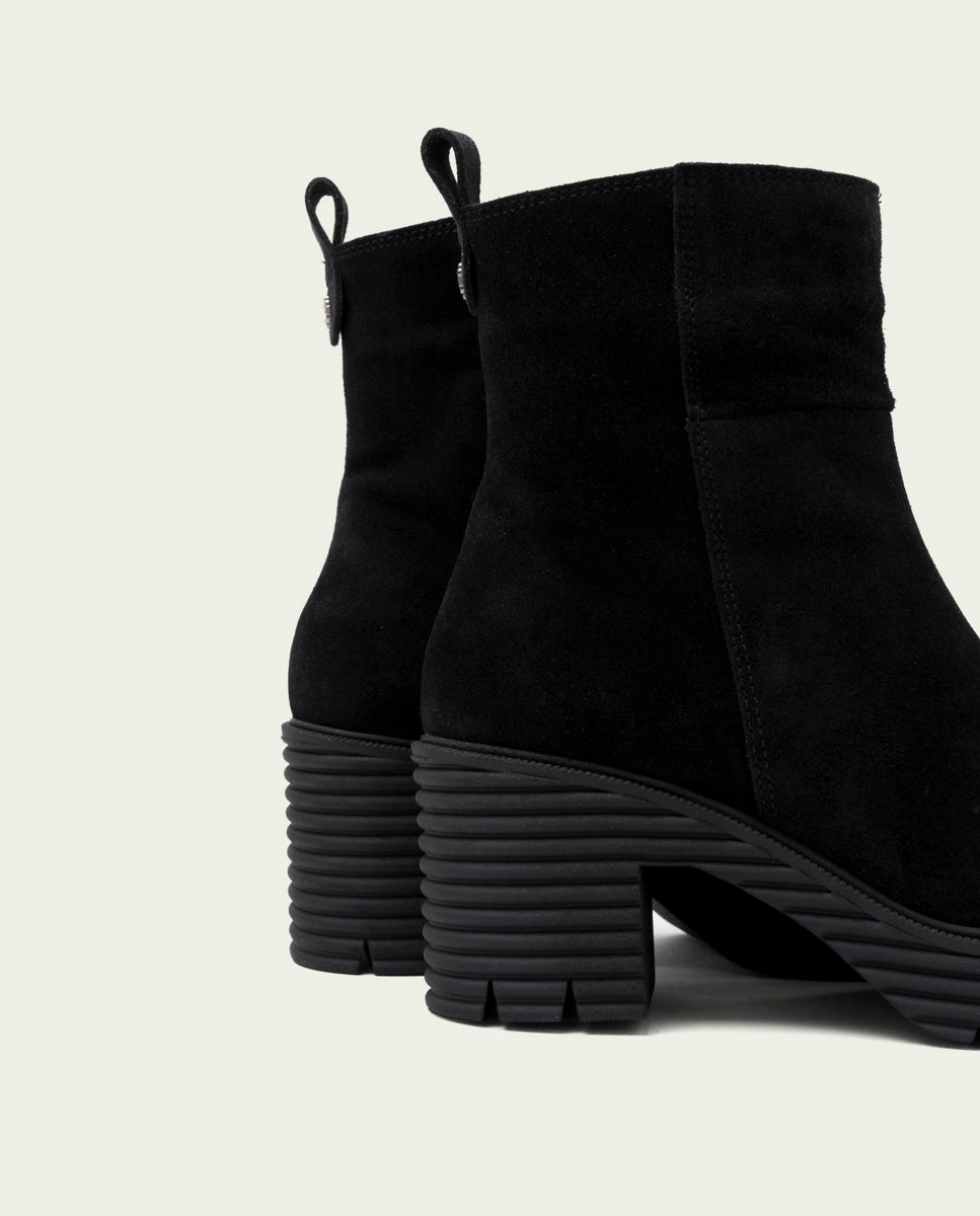 BOTTINES À TALONS EN CUIR AVEC FERMETURE ÉCLAIR SALMA NOIR