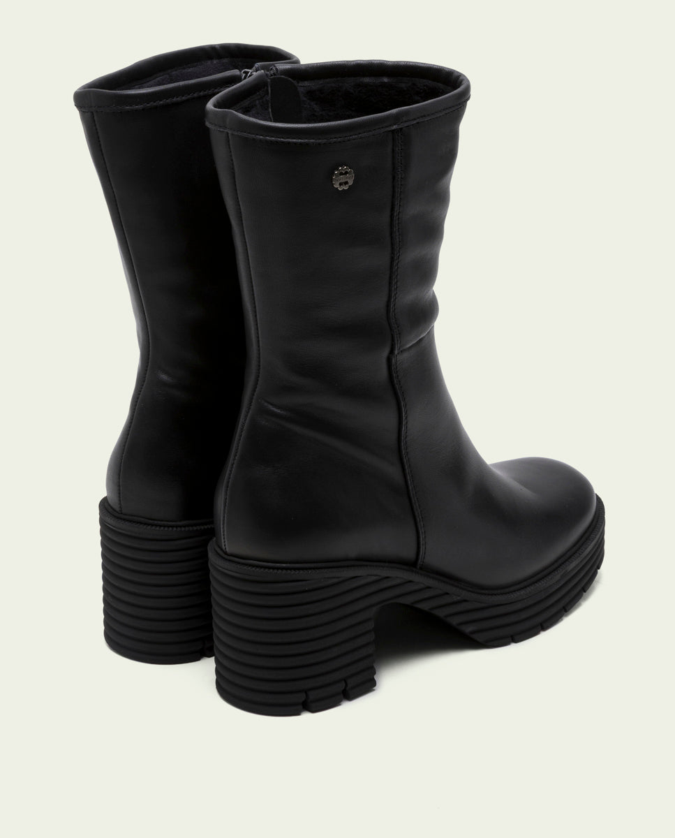 BOTTES EN CUIR AVEC FERMETURE ÉCLAIR SONIA NOIR