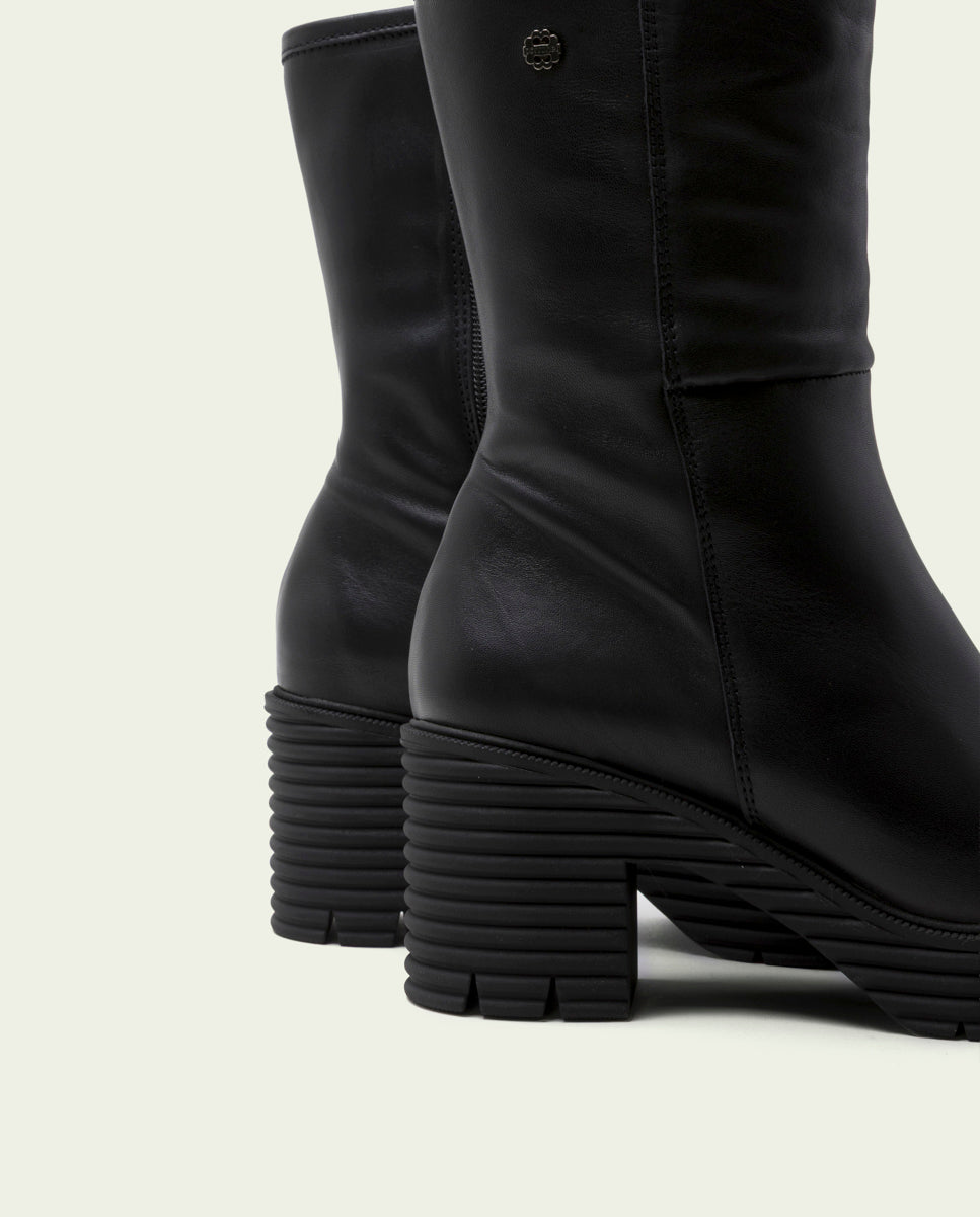 BOTTES EN CUIR AVEC FERMETURE ÉCLAIR SONIA NOIR