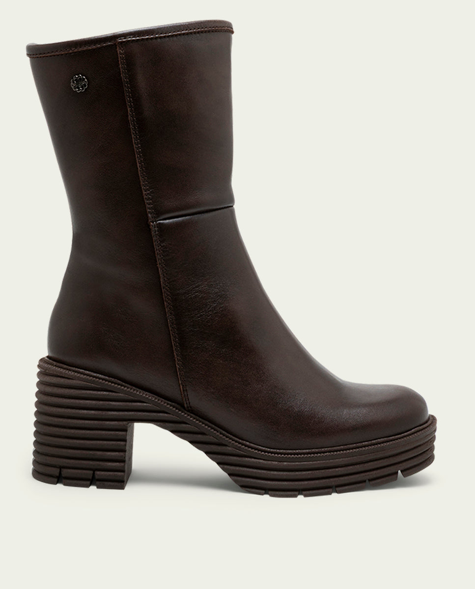 BOTTES EN CUIR AVEC FERMETURE ÉCLAIR SONIA MOKA