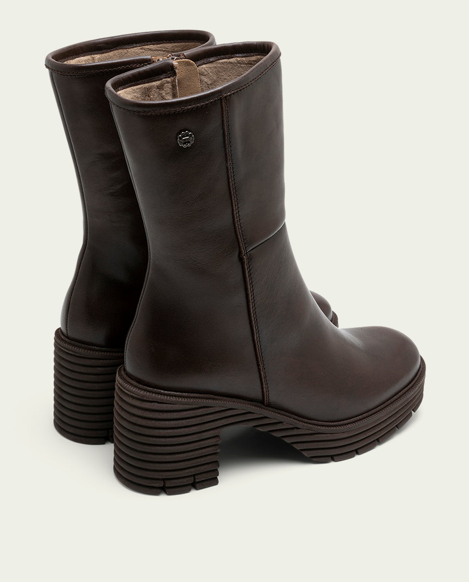 BOTTES EN CUIR AVEC FERMETURE ÉCLAIR SONIA MOKA