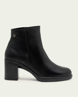 BOTTINES EN CUIR À TALONS TERESA NOIR