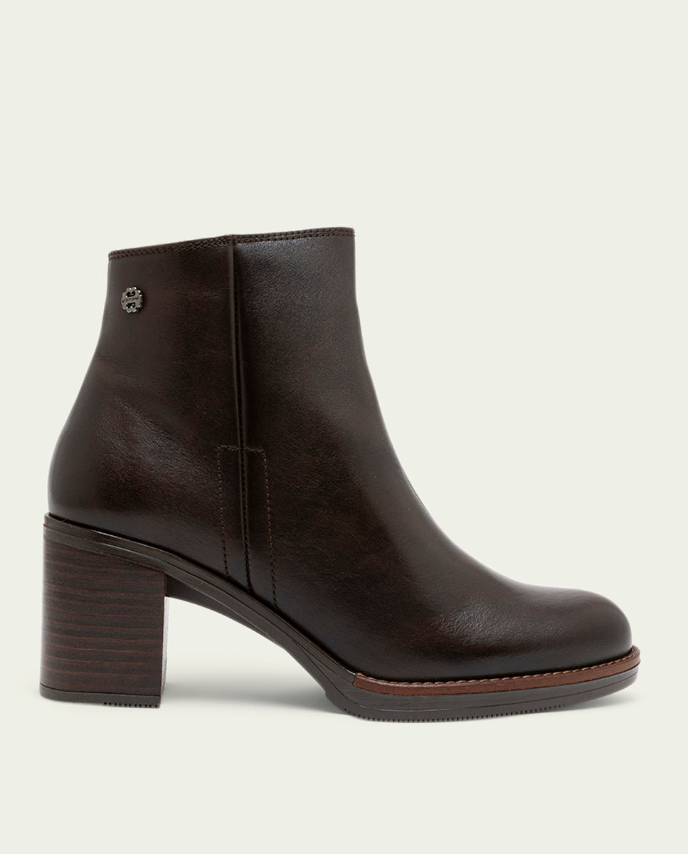 BOTTINES EN CUIR À TALONS TERESA MOKA