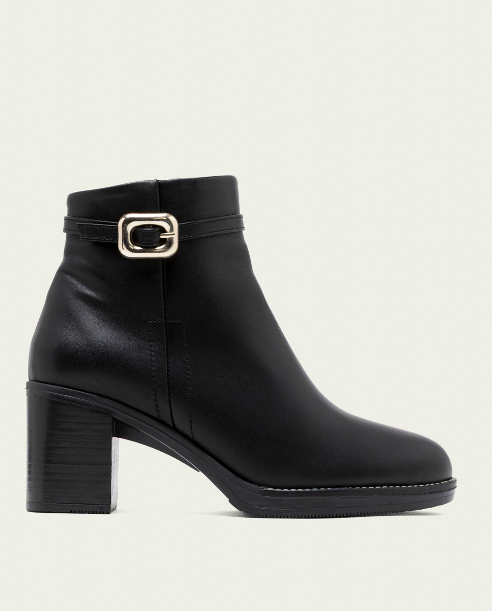 BOTTINES EN CUIR À TALONS TATIANA NOIR