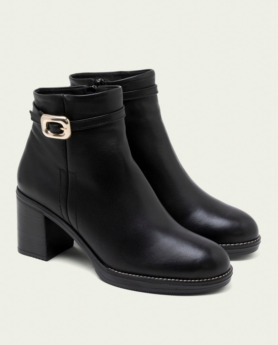 BOTTINES EN CUIR À TALONS TATIANA NOIR