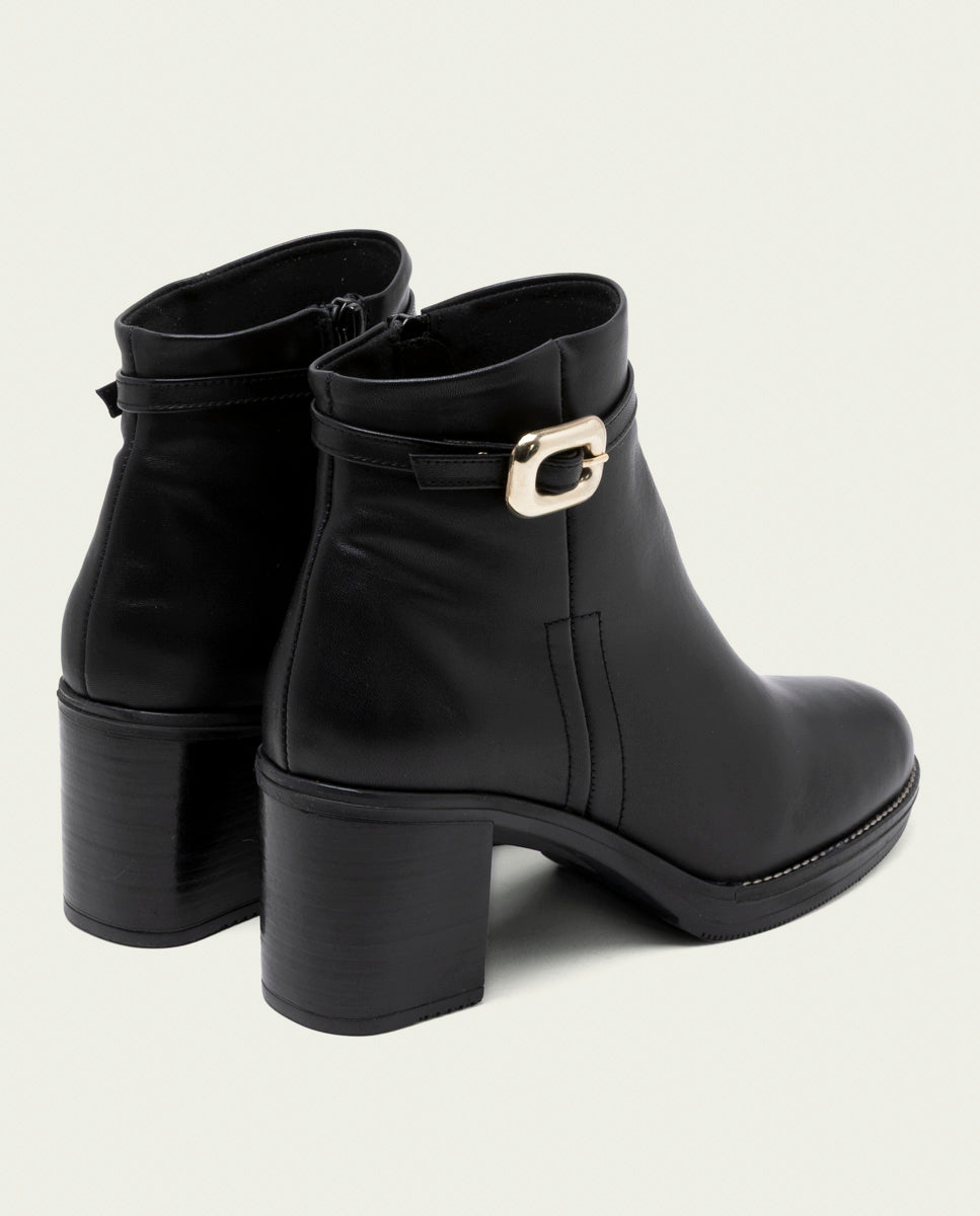 BOTTINES EN CUIR À TALONS TATIANA NOIR