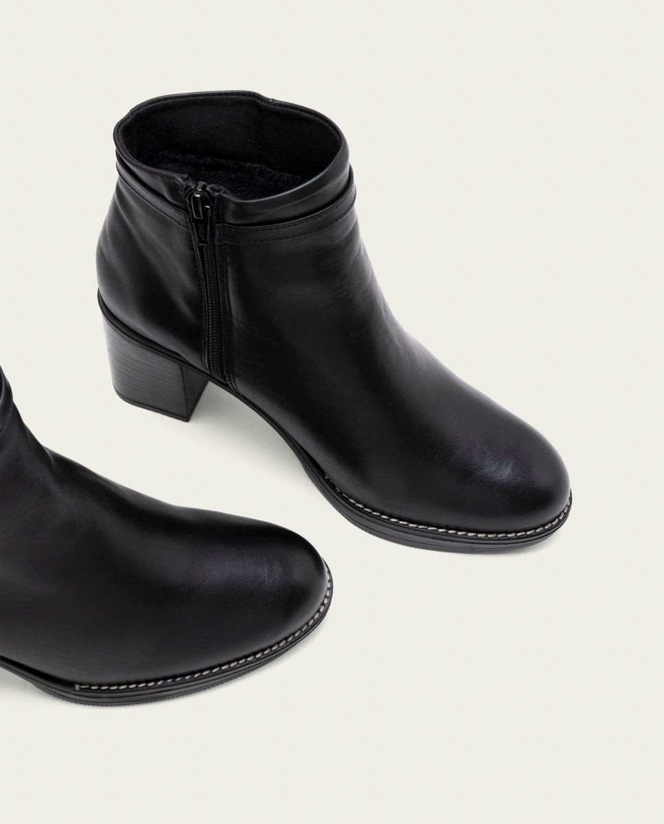 BOTTINES EN CUIR À TALONS TATIANA NOIR