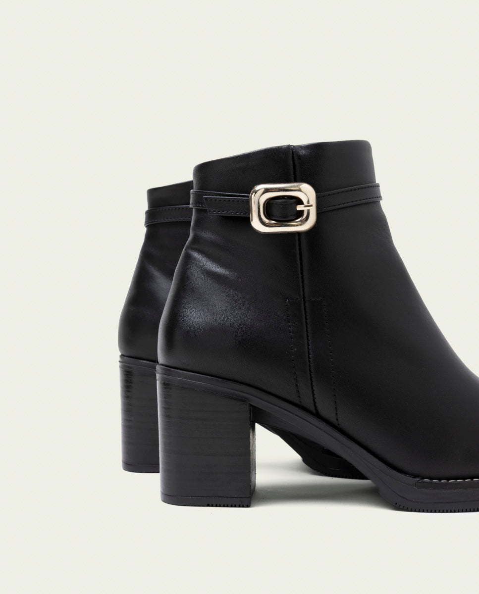 BOTTINES EN CUIR À TALONS TATIANA NOIR
