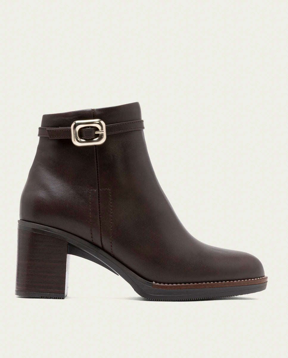 BOTTINES EN CUIR À TALONS TATIANA MOKA
