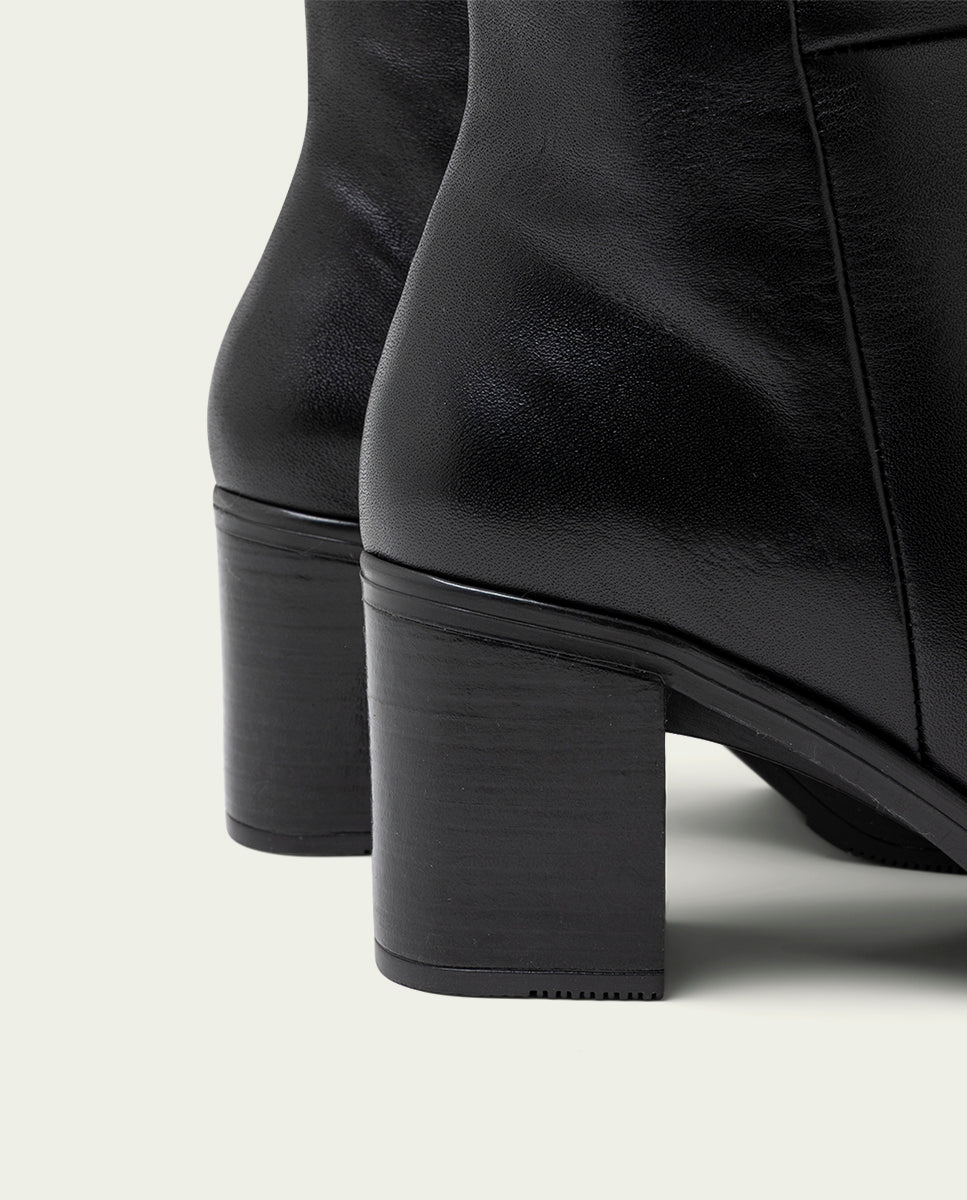 BOTTES EN CUIR À TALONS TRIANA NOIR