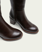BOTTES EN CUIR À TALONS TRIANA MOKA