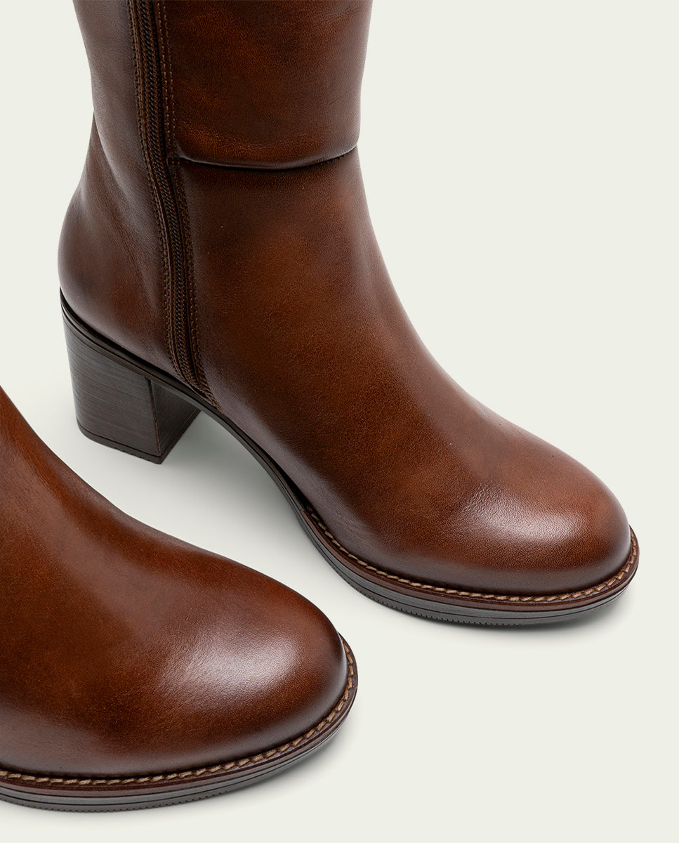 BOTTES EN CUIR À TALONS TRIANA CUERO