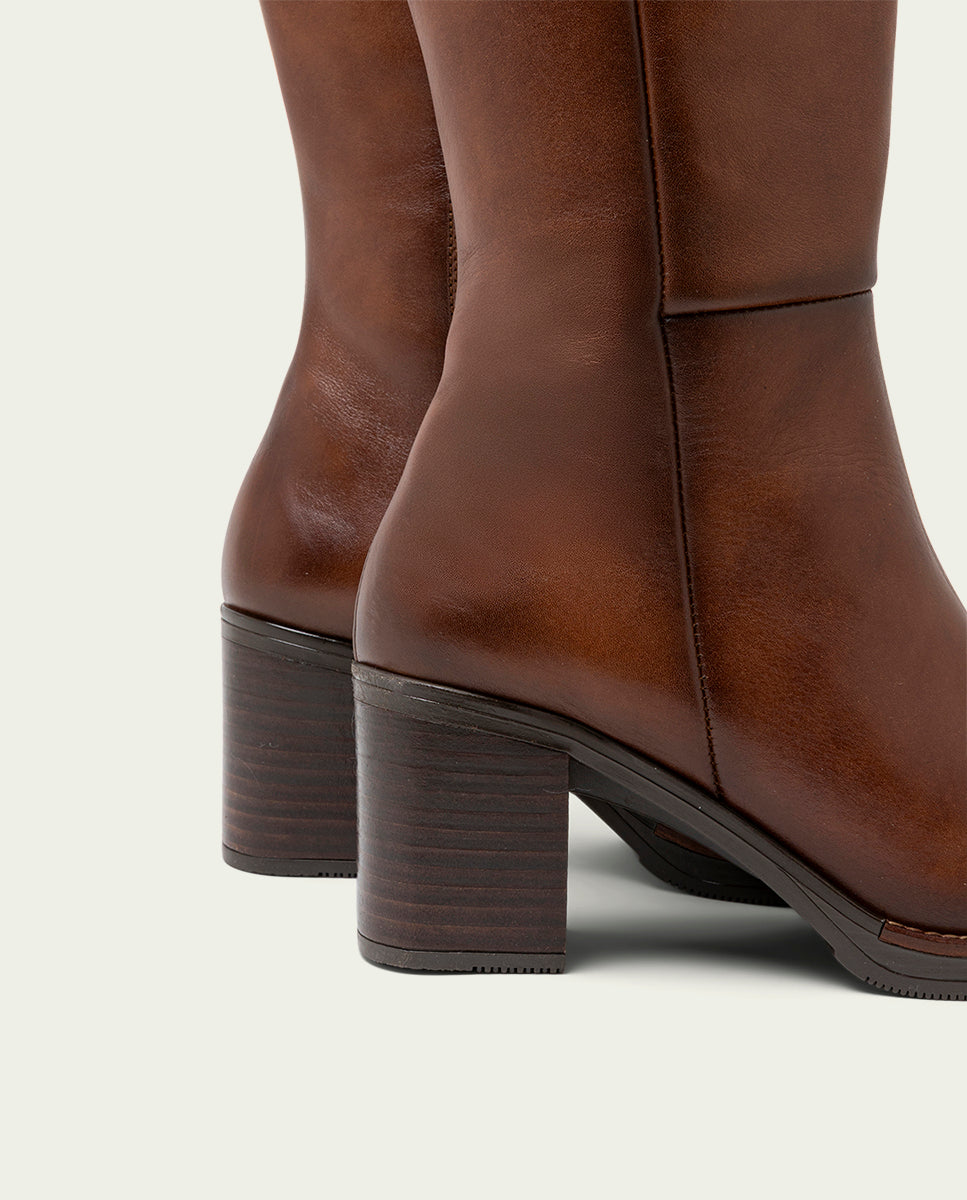 BOTTES EN CUIR À TALONS TRIANA CUERO