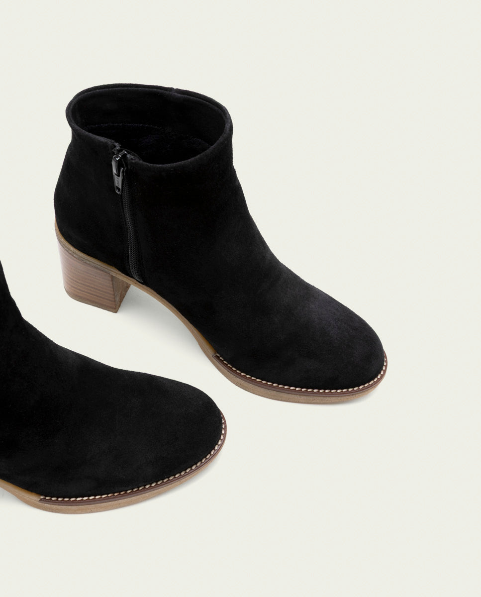 BOTTINES EN CUIR À TALONS TAMARA NOIR